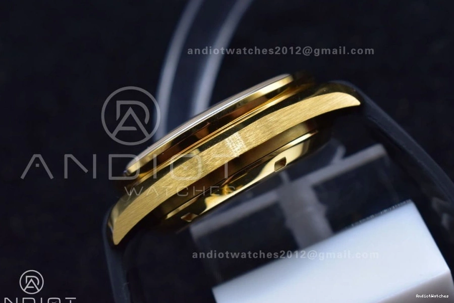 HighQuality RMF Edition in Moonshine Best Strap YG Dial Gold Black Rubber Moonwatch Speedmaster 456 on YG Manual Chrono 0216